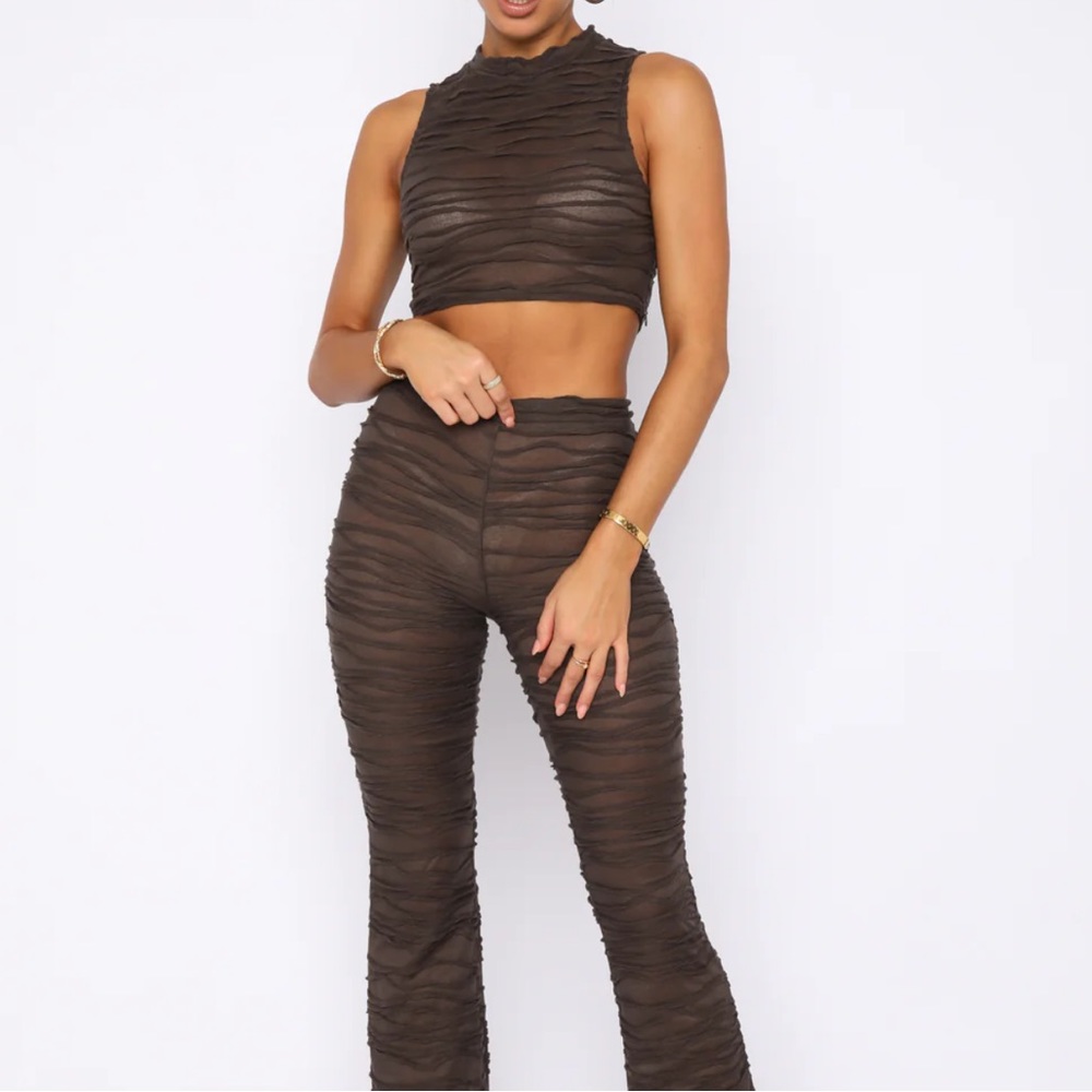 Brown Crinkle Two Piece Set XS